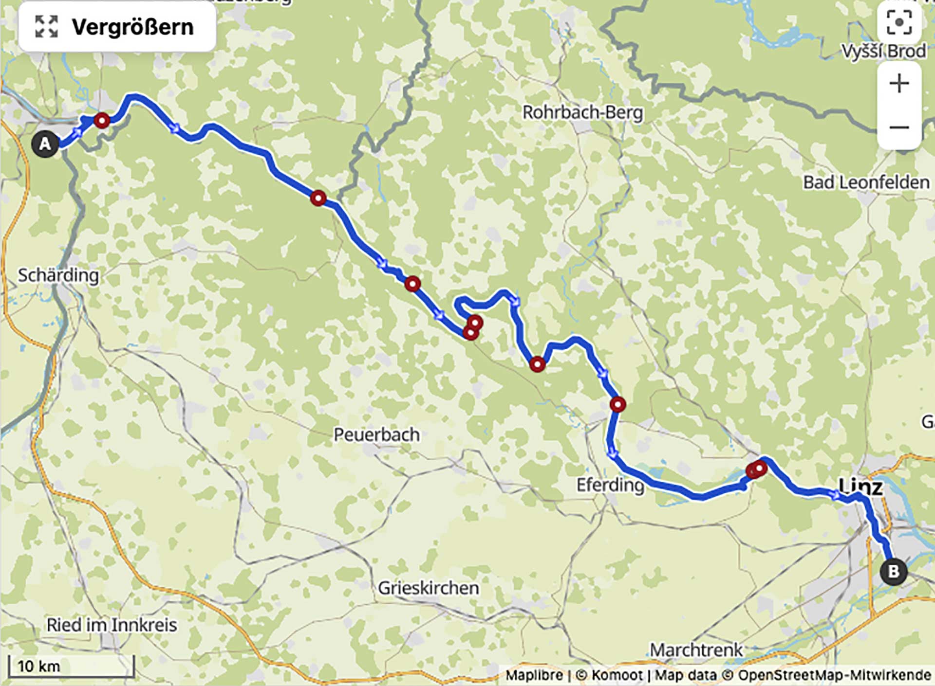 Route Passau - Linz
