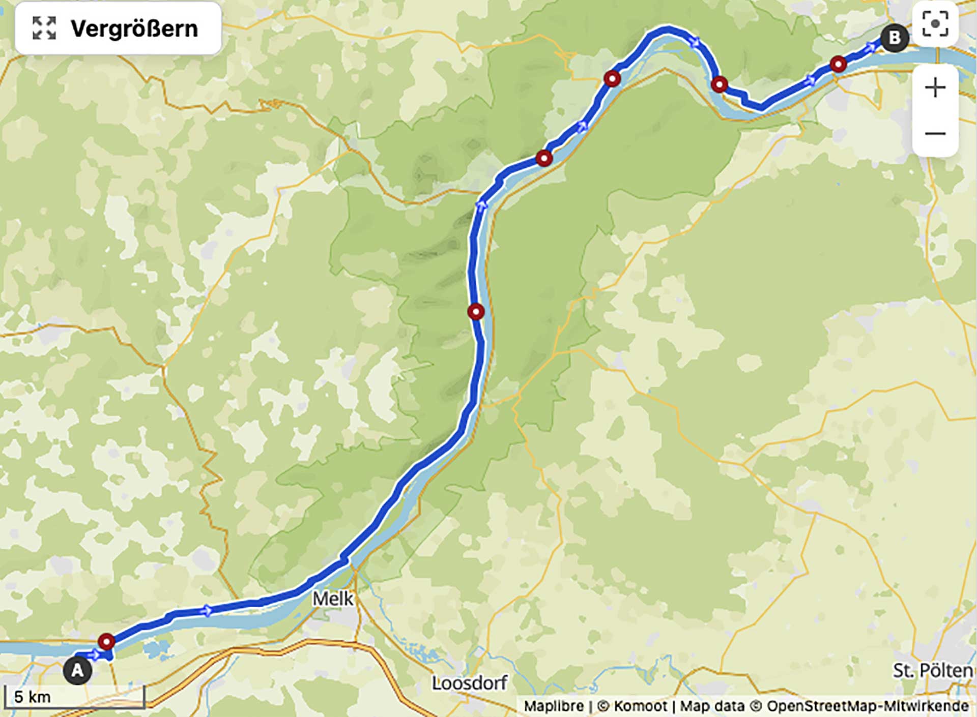 Route Pöchlarn - Krems