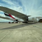 Airbus A380, das größte und schwerste Passagierflugzeug der Welt, am Flughafen Wien