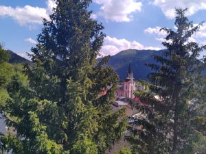 Die Basilika von Mariazell von der Gondel aus fotografiert