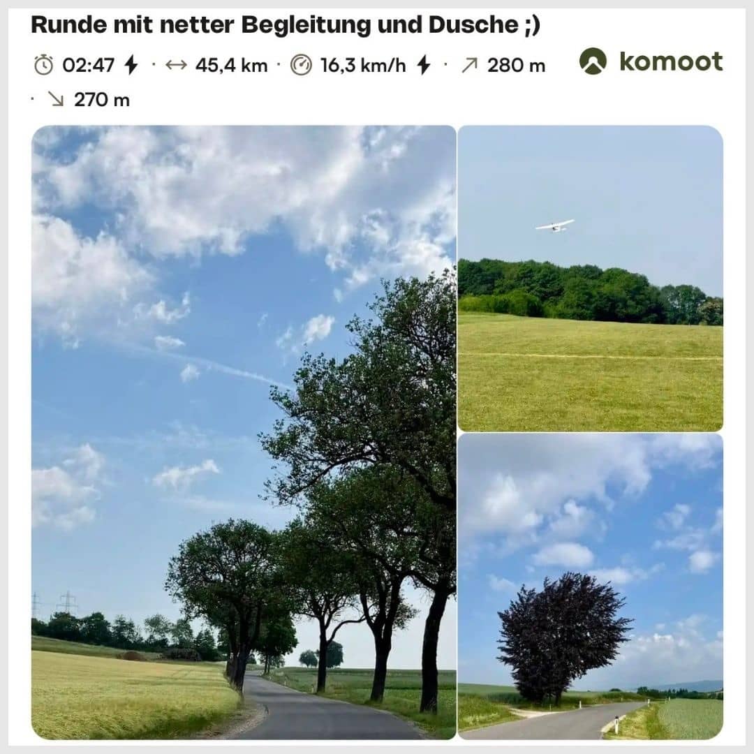 20260526 Komoot Runde mit netter Begleitung und Dusche