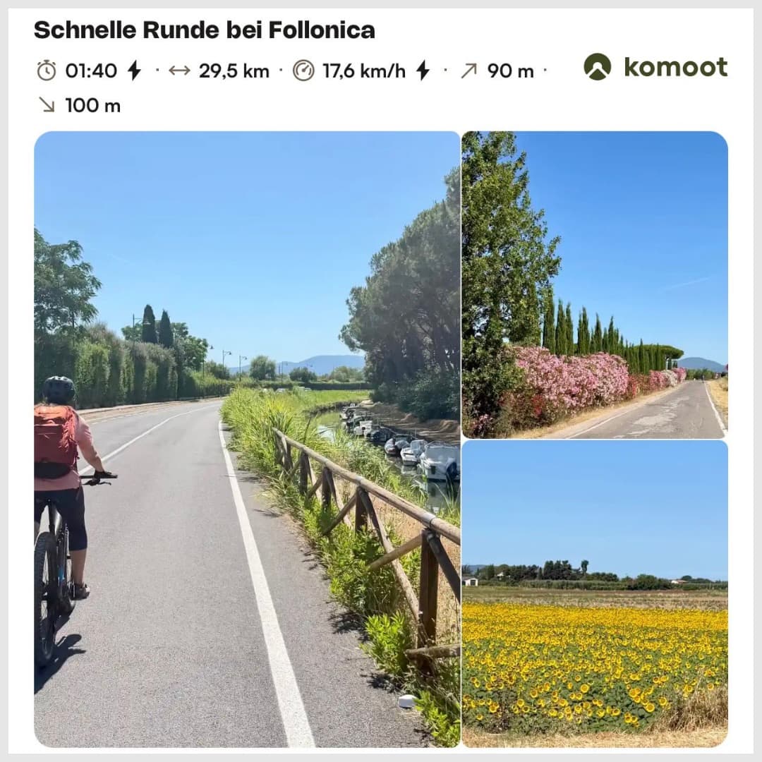 Komoot — schnelle Runde bei Follonica